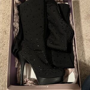 Bakers Black Studded Heeled Boots